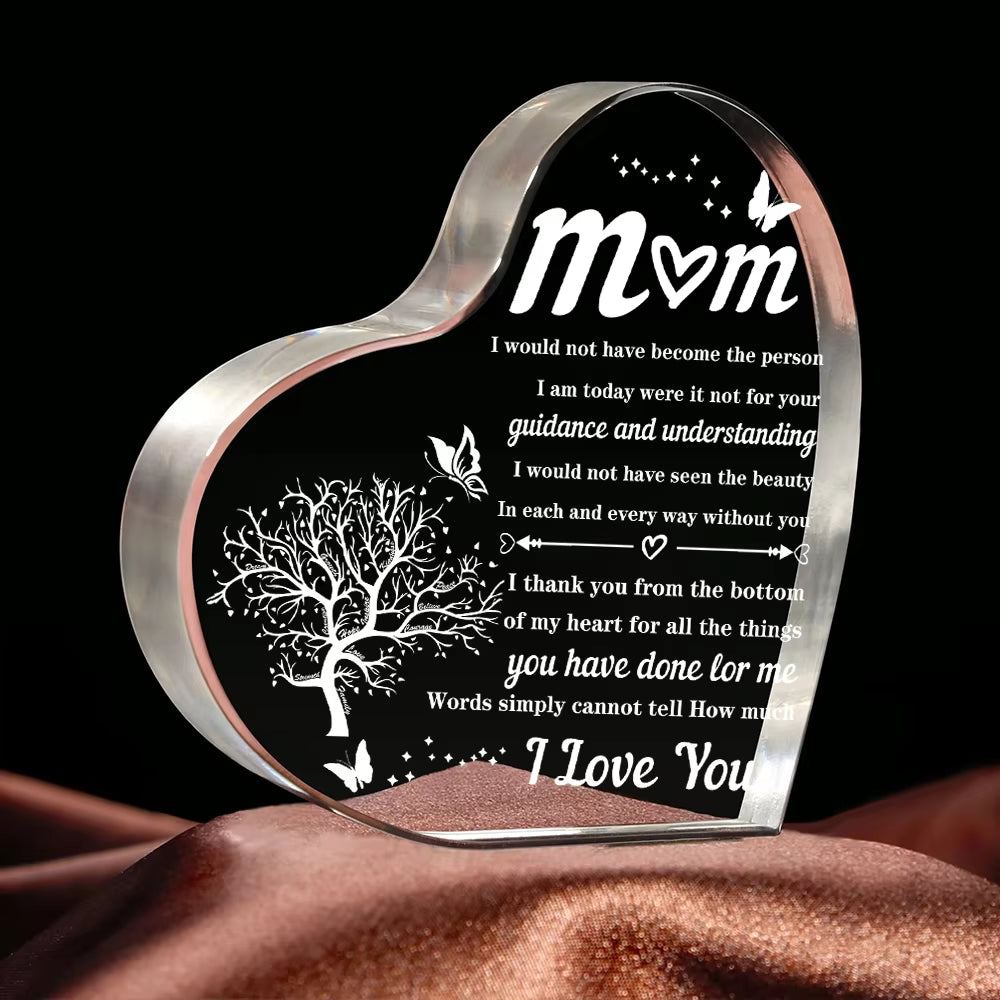 Heart Transparent Acrylic Ornaments Decorations Gift for My Mom Birthday Present from Family Souvenir for My Mother Gift X075